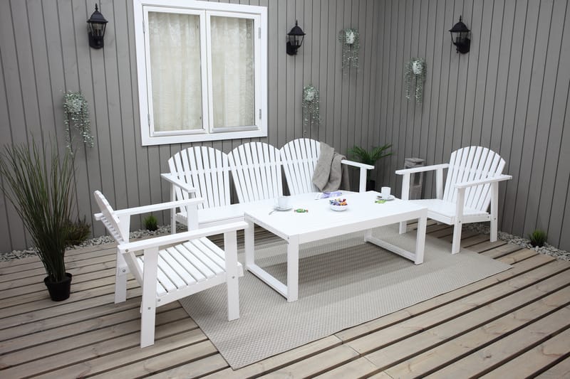 Loungeset Rolston Vit - Vit - Soffgrupp utomhus - Loungeset & loungegrupp