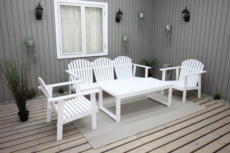 Loungeset Rolston Vit - Vit - Soffgrupp utomhus - Loungeset & loungegrupp