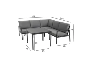 Möbelset ADRIAN Utebord och Hörnsoffa Utomhus mörkgrå - Utemöbler & utemiljö - Loungemöbler - Loungeset & loungegrupp