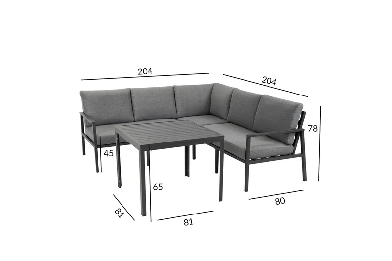 Möbelset ADRIAN Utebord och Hörnsoffa Utomhus mörkgrå - Utemöbler & utemiljö - Loungemöbler - Loungeset & loungegrupp