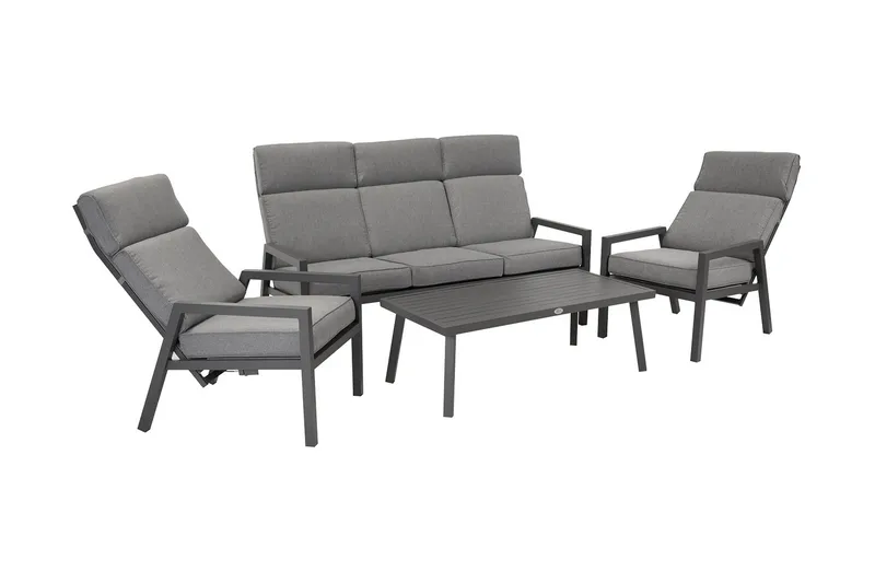 Möbelset Casper Utebord Utesoffa Och 2 Utestolar Mörkgrå - Utemöbler & utemiljö - Loungemöbler - Loungeset & loungegrupp