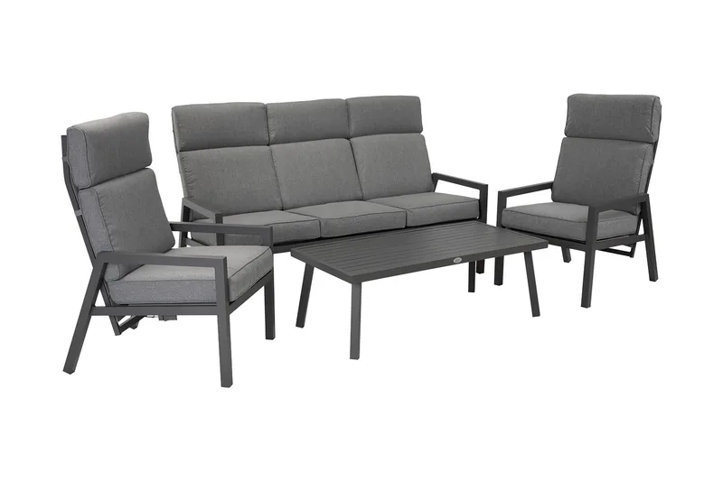 Möbelset Casper Utebord Utesoffa Och 2 Utestolar Mörkgrå - Utemöbler & utemiljö - Loungemöbler - Loungeset & loungegrupp