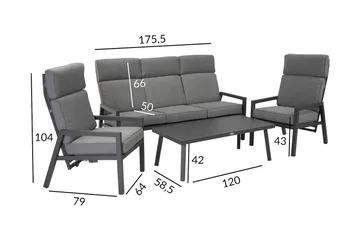 Möbelset Casper Utebord Utesoffa Och 2 Utestolar Mörkgrå - Utemöbler & utemiljö - Loungemöbler - Loungeset & loungegrupp