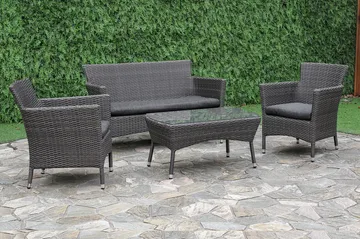 Möbelset WATERS Utebord Utesoffa och 2 Utestolar - Utemöbler & utemiljö - Loungemöbler - Loungeset & loungegrupp