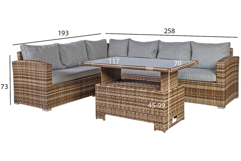 Möbelset ZURICH med kuddar bord och Hörnsoffa - Loungeset & loungegrupp - Soffgrupp utomhus