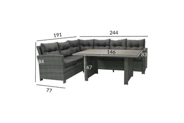 Möbelset Pavia Hörnsoffa Utomhus Med Utebord Och Kuddar - Utemöbler & utemiljö - Loungemöbler - Loungeset & loungegrupp