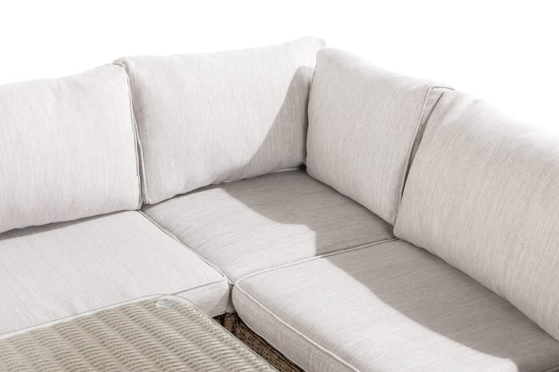 Marcus 6-sits Loungegrupp - Mörkbeige / Vita dynor - Utemöbler & utemiljö - Loungemöbler - Loungeset & loungegrupp