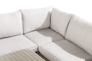 Marcus 6-sits Loungegrupp - Mörkbeige / Vita dynor - Utemöbler & utemiljö - Loungemöbler - Loungeset & loungegrupp