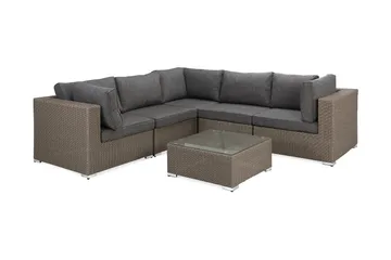 Marcus Loungegrupp - Brun / Sand / Gråa dynor - Utemöbler & utemiljö - Loungemöbler - Loungeset & loungegrupp