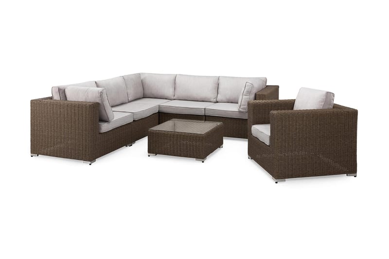 Marcus Loungegrupp - Brun / Vita dynor - Utemöbler & utemiljö - Loungemöbler - Loungeset & loungegrupp