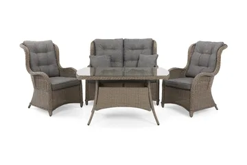 Marcus Soffgrupp 2-sits Ink. Fåtöljer - Brun / Gråa dynor - Utemöbler & utemiljö - Loungemöbler - Loungeset & loungegrupp