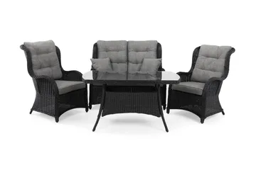 Marcus Soffgrupp 2-sits Ink. Fåtöljer - Svart / Gråa dynor - Utemöbler & utemiljö - Loungemöbler - Loungeset & loungegrupp