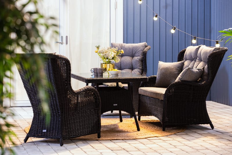 Marcus Soffgrupp 2-sits Ink. Fåtöljer - Svart / Gråa dynor - Utemöbler & utemiljö - Loungemöbler - Loungeset & loungegrupp