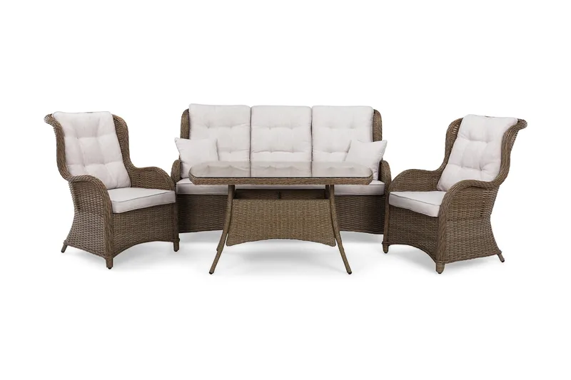 Marcus Soffgrupp Utomhus 3-sits Ink. Utefåtöljer, Natur