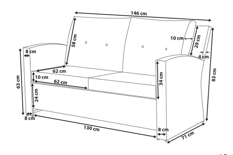 Marino Loungegrupp Utomhus 146 cm - Vit - Utemöbler & utemiljö - Loungemöbler - Loungeset & loungegrupp
