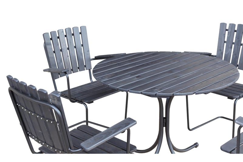 Matgrupp Vaxholm Rund - Kaffesvart/Grå - Loungeset & loungegrupp - Soffgrupp utomhus