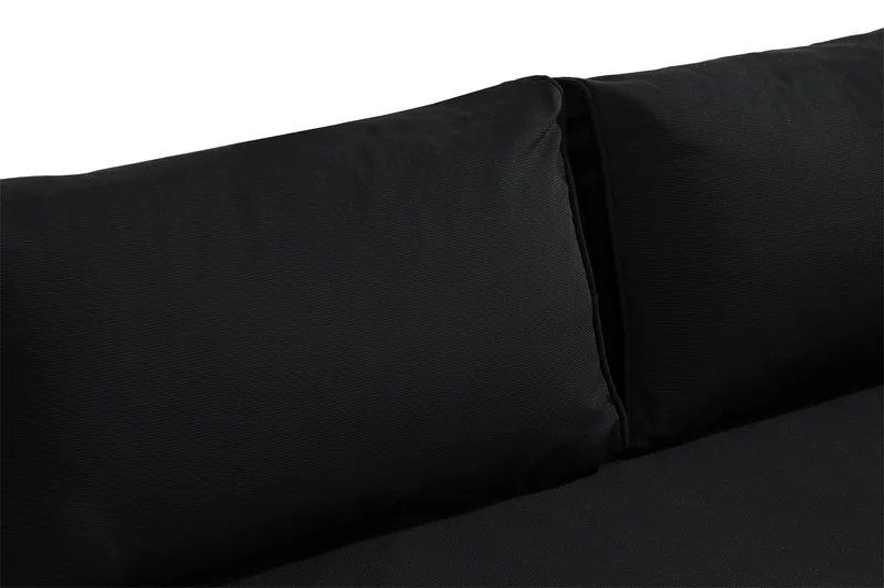 Mendoza l-formad 4-sits soffgrupp i konstrotting för altan och terrass - Svart / Svarta dynor - Utemöbler & utemiljö - Loungemöbler - Loungeset & loungegrupp