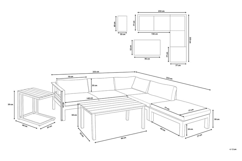 Messina Loungegrupp Utomhus 147 cm - Vit - Utemöbler & utemiljö - Loungemöbler - Loungeset & loungegrupp