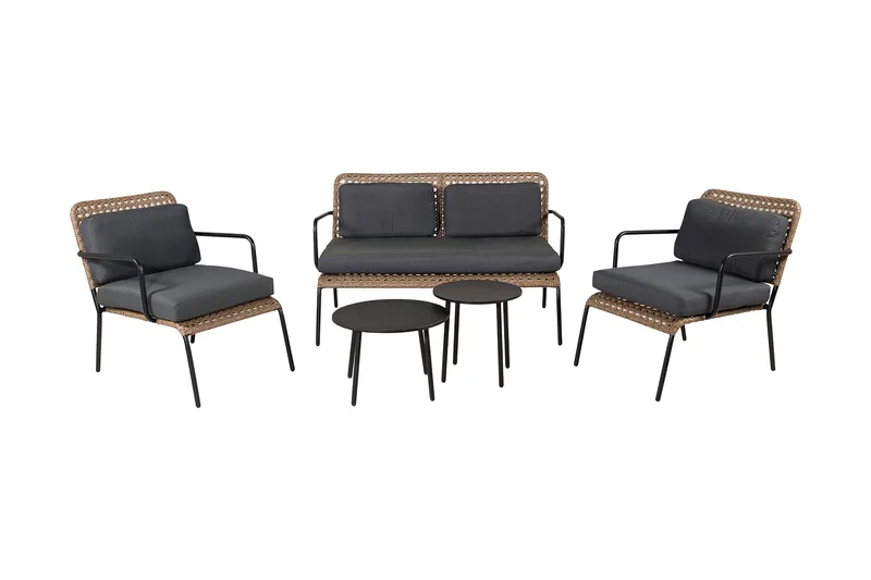 Paola Loungegrupp Utomhus med Dynor, Svart