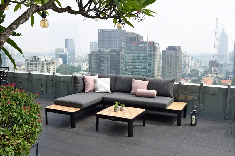 Portals Loungegrupp Utomhus 4-sits - Teak/Svart - Utemöbler & utemiljö - Loungemöbler - Loungeset & loungegrupp