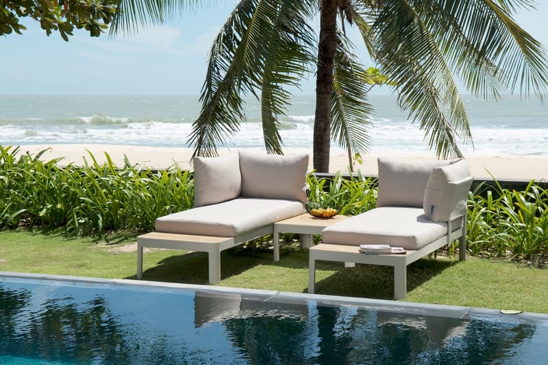 Portals Loungegrupp Utomhus 4-sits - Vit/Teak - Utemöbler & utemiljö - Loungemöbler - Loungeset & loungegrupp