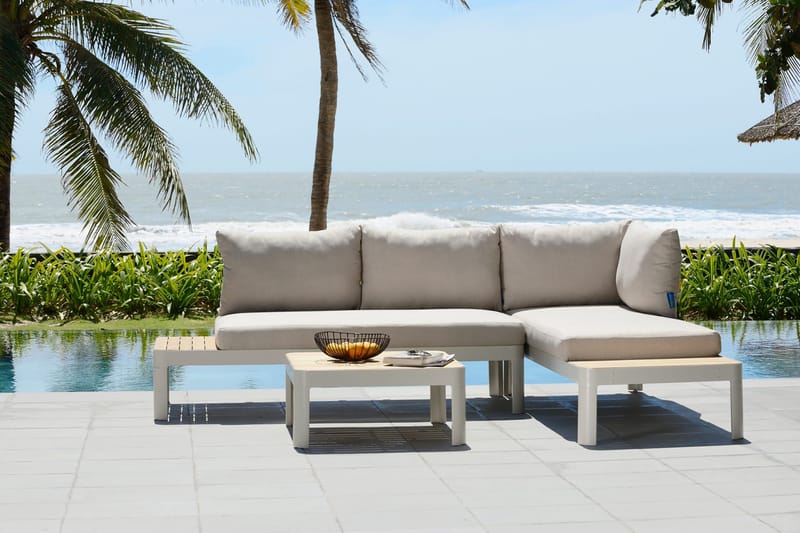 Portals Loungegrupp Utomhus 4-sits - Vit/Teak - Utemöbler & utemiljö - Loungemöbler - Loungeset & loungegrupp