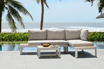 Portals Loungegrupp Utomhus 4-sits - Vit/Teak - Utemöbler & utemiljö - Loungemöbler - Loungeset & loungegrupp