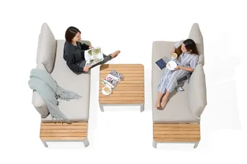 Portals Loungegrupp Utomhus 4-sits - Vit/Teak - Utemöbler & utemiljö - Loungemöbler - Loungeset & loungegrupp