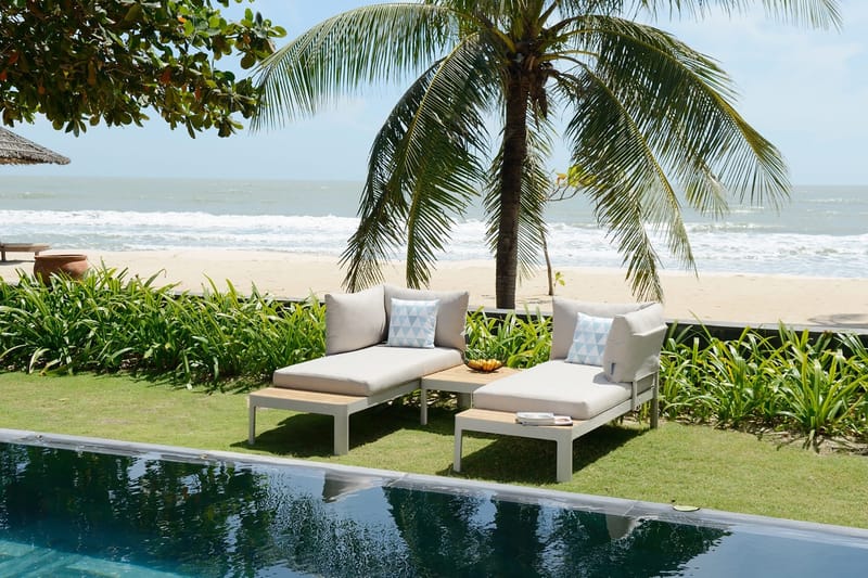 Portals Loungegrupp Utomhus 4-sits - Vit/Teak - Utemöbler & utemiljö - Loungemöbler - Loungeset & loungegrupp