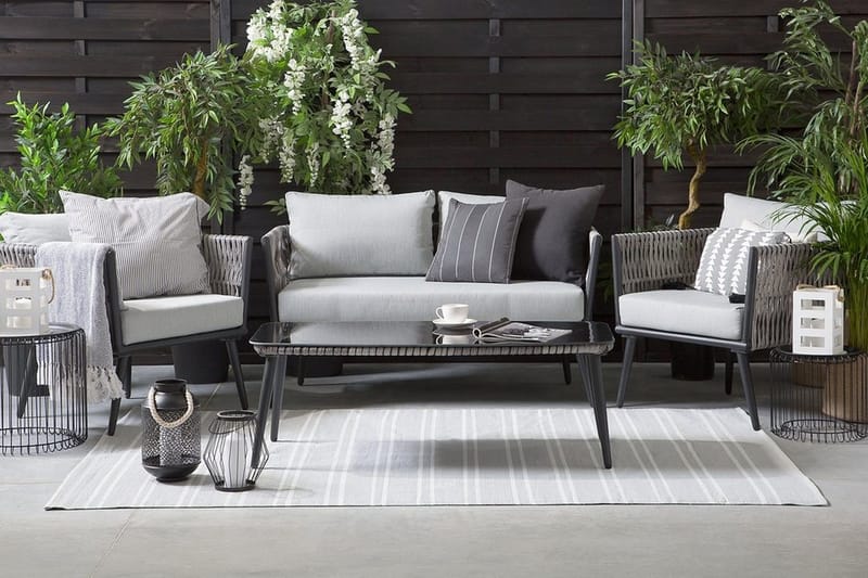 Preveza Loungegrupp Utomhus 120 cm, Grå