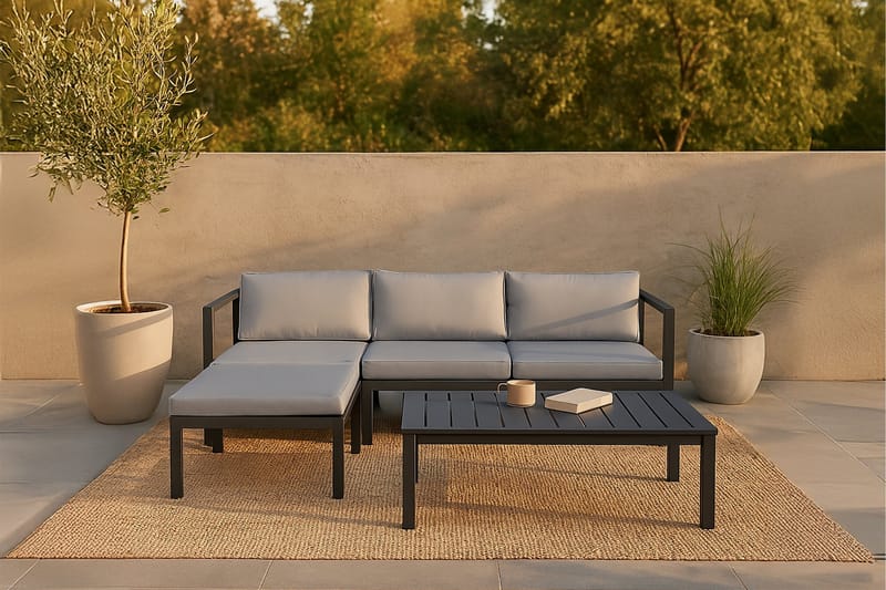 Salvador Loungegrupp Utomhus - Grå/Svart - Utemöbler & utemiljö - Loungemöbler - Loungeset & loungegrupp