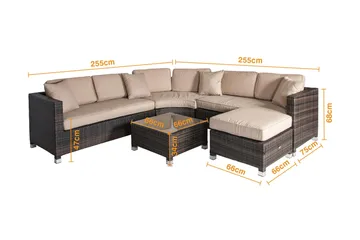 Set DAWSON med kuddar Utebord Hörnsoffa Utomhus och fotpall - Utemöbler & utemiljö - Loungemöbler - Loungeset & loungegrupp