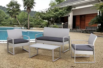 Set VICTORIA med kuddar Utebord Bänk Utomhus och 2 Utefåtöljer - Utemöbler & utemiljö - Loungemöbler - Loungeset & loungegrupp