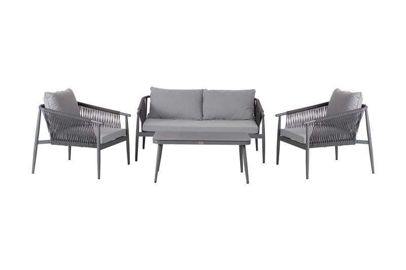 Set WEILBURG bord soffa och 2 stolar grå - Loungeset & loungegrupp - Soffgrupp utomhus