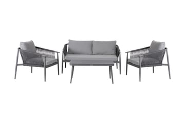 Set WEILBURG Utebord Utesoffa och 2 Utestolar grå - Utemöbler & utemiljö - Loungemöbler - Loungeset & loungegrupp