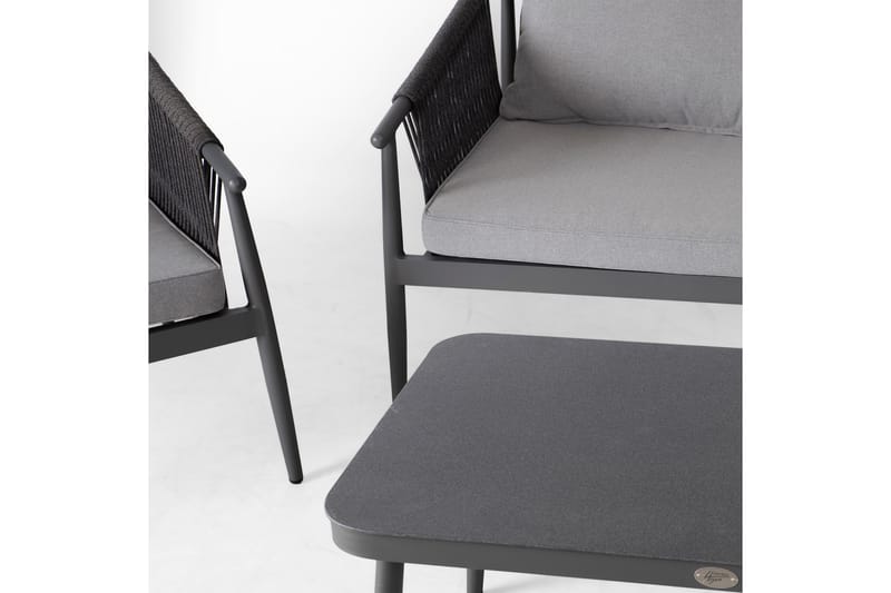 Set WEILBURG Utebord Utesoffa och 2 Utestolar grå - Utemöbler & utemiljö - Loungemöbler - Loungeset & loungegrupp