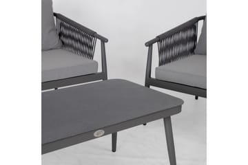 Set WEILBURG Utebord Utesoffa och 2 Utestolar grå - Utemöbler & utemiljö - Loungemöbler - Loungeset & loungegrupp