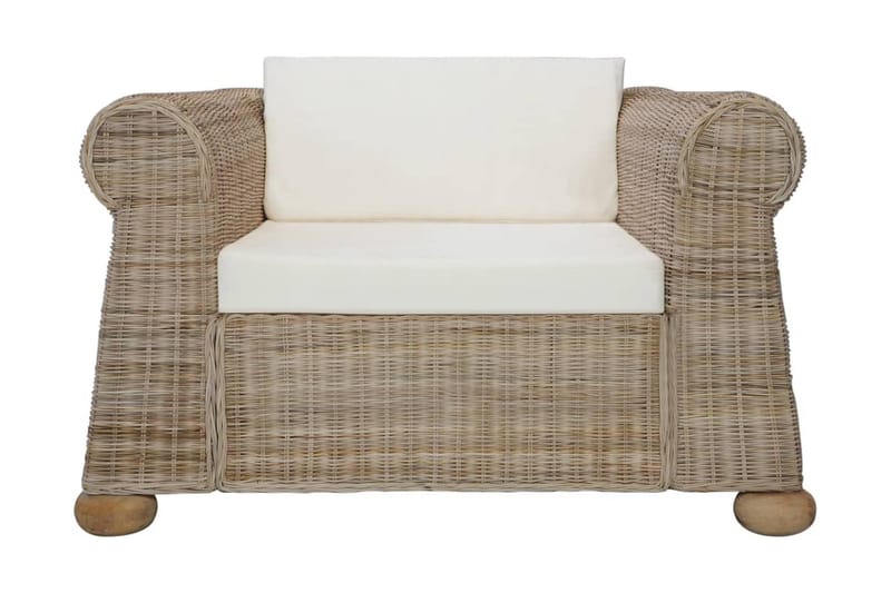 Soffgrupp 2 delar med dynor naturlig rotting - Brun - Loungeset & loungegrupp - Soffgrupp utomhus
