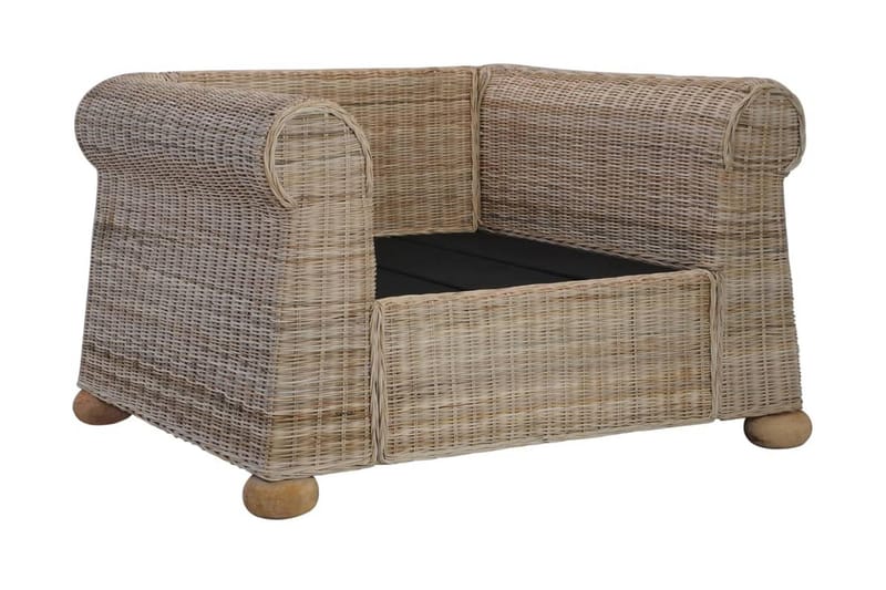 Soffgrupp 3 delar med dynor naturlig rotting - Brun - Loungeset & loungegrupp - Soffgrupp utomhus