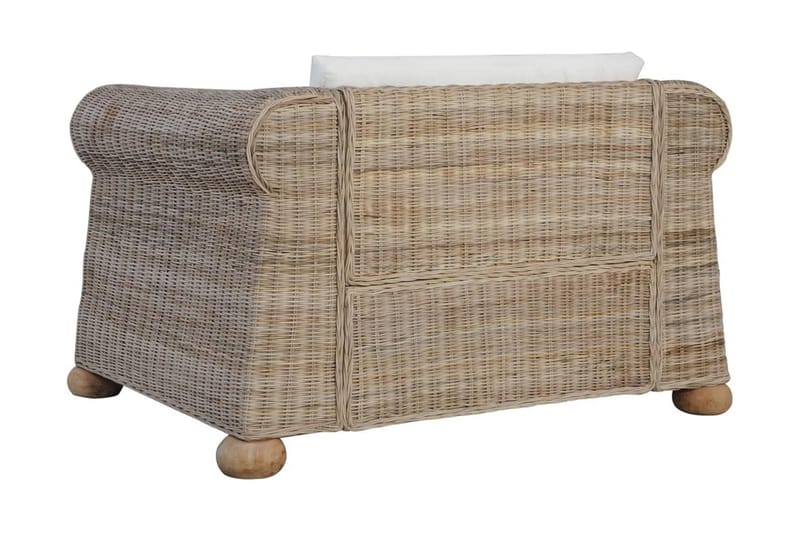 Soffgrupp 3 delar med dynor naturlig rotting - Brun - Loungeset & loungegrupp - Soffgrupp utomhus