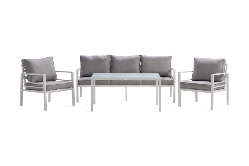 Soffgrupp Ariany - Vit / Gråa dynor - Utemöbler & utemiljö - Loungemöbler - Loungeset & loungegrupp
