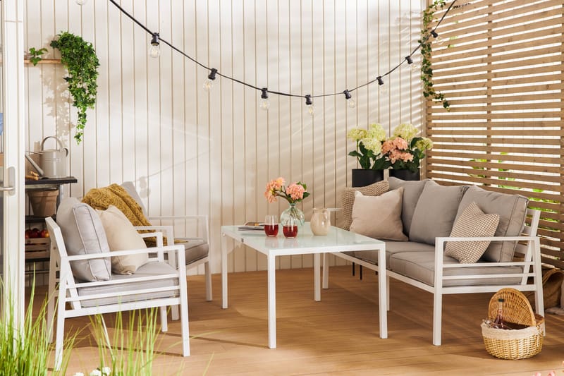 Soffgrupp Ariany - Vit / Gråa dynor - Utemöbler & utemiljö - Loungemöbler - Loungeset & loungegrupp