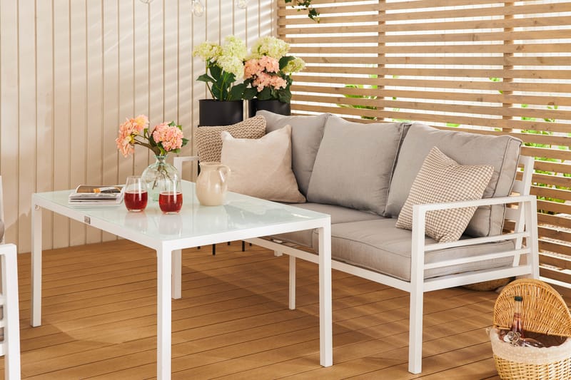 Soffgrupp Ariany - Vit / Gråa dynor - Utemöbler & utemiljö - Loungemöbler - Loungeset & loungegrupp