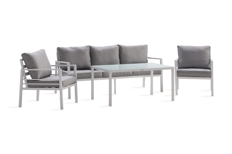 Soffgrupp Ariany - Vit / Gråa dynor - Utemöbler & utemiljö - Loungemöbler - Loungeset & loungegrupp