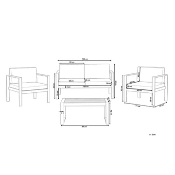Tirrena Loungegrupp Utomhus 90 cm - Grå - Utemöbler & utemiljö - Loungemöbler - Loungeset & loungegrupp