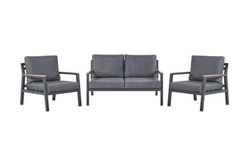 Trädgårdsmöbelset 4-sits mörkgrå DELIA - Svart - Utemöbler & utemiljö - Loungemöbler - Loungeset & loungegrupp