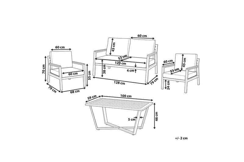 Trädgårdsmöbelset 4-sits mörkgrå DELIA - Svart - Loungeset & loungegrupp - Soffgrupp utomhus