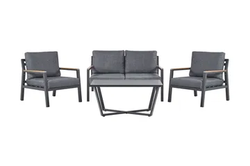 Trädgårdsmöbelset 4-sits mörkgrå DELIA - Svart - Utemöbler & utemiljö - Loungemöbler - Loungeset & loungegrupp
