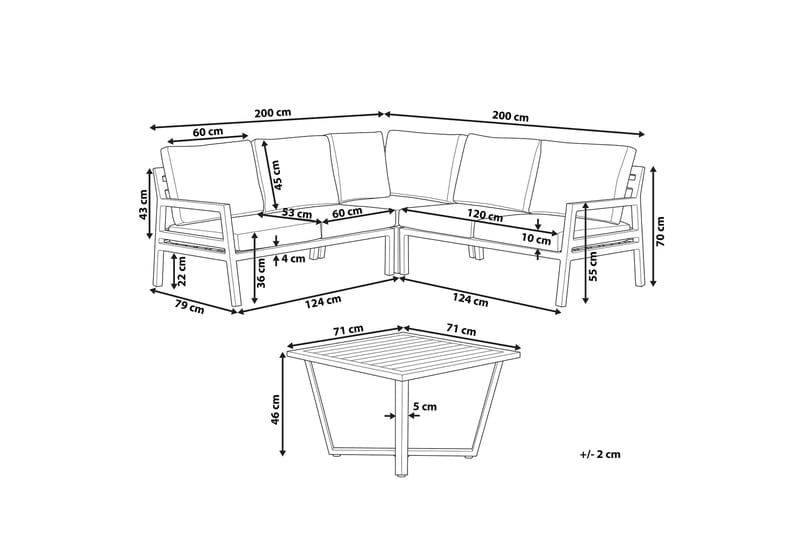 Trädgårdsmöbelset 5-sits mörkgrå VIZZINI - Svart - Loungeset & loungegrupp - Soffgrupp utomhus