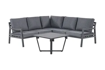 Trädgårdsmöbelset 5-sits mörkgrå VIZZINI - Svart - Utemöbler & utemiljö - Loungemöbler - Loungeset & loungegrupp